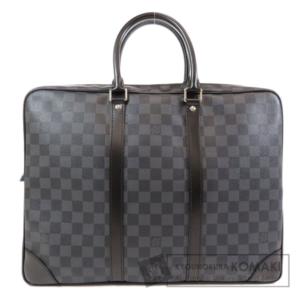 Louis Vuitton Porte Documents Voyage Business Briefcase Damier Canvas Black Gray